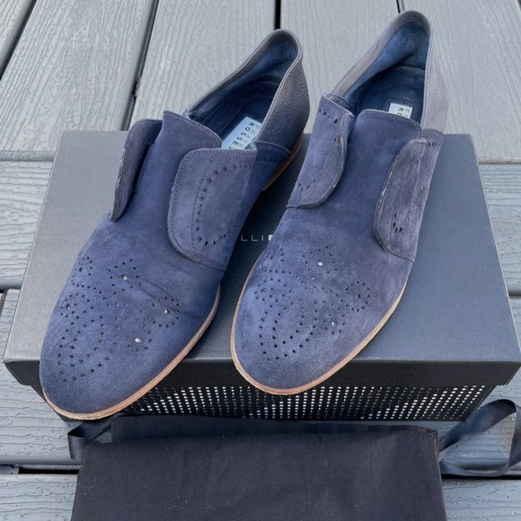 Fratelli Rossetti Navy Soft Suede + Leather Slip-On - Size 38 IT (8 US) Women's - Picture 4 of 6